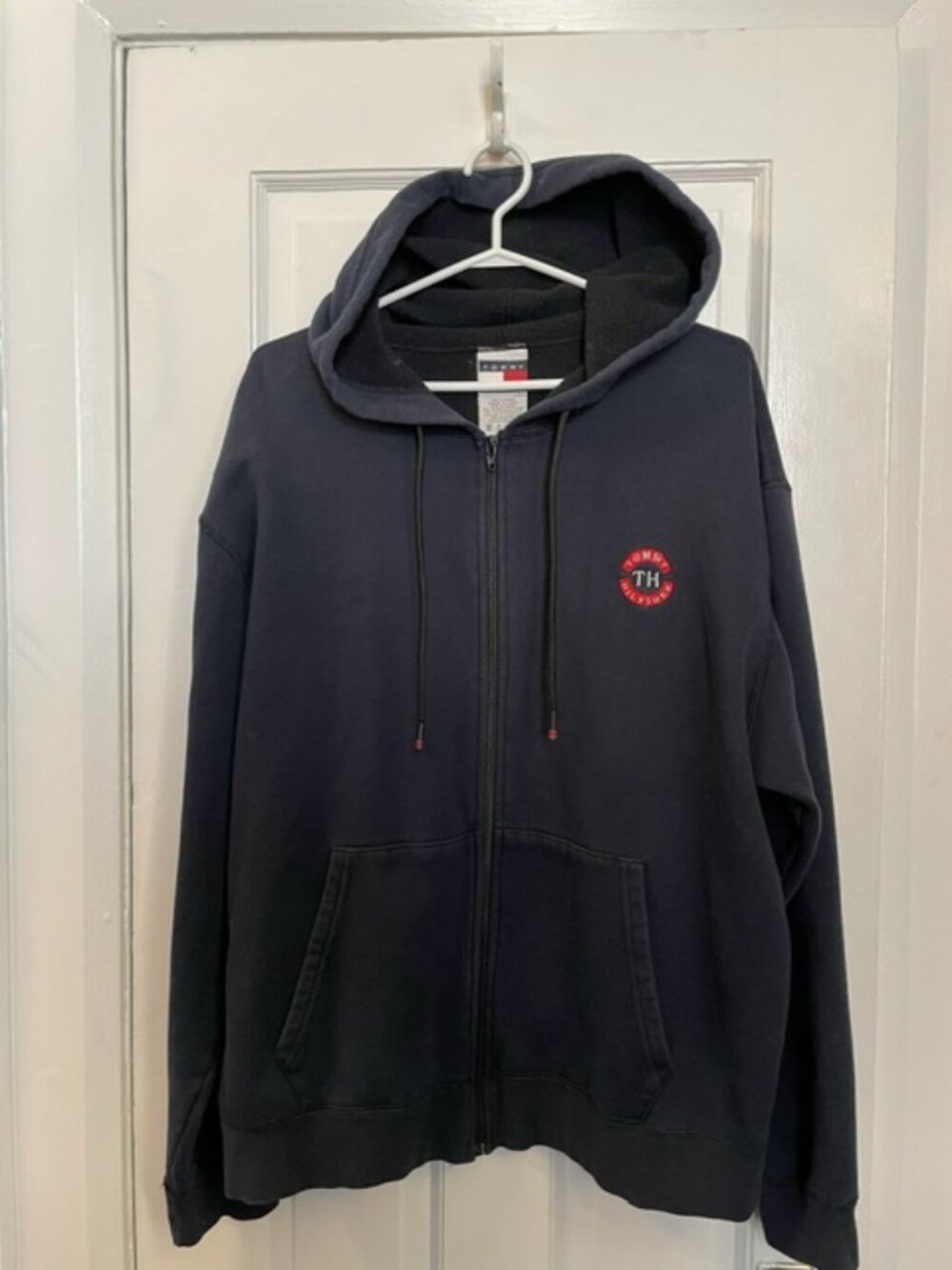 Tommy Hilfiger Men's Essential Full-Zip Hoodie in Dark Charcoal Grey Size Large